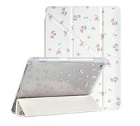 Fycyko Compatible with iPad 10.2 Inch Case, iPad 9th/8th/7th Generation 2021/2020/2019 Aesthetics Small Floral Print Design with Pencil Holder Shockproof Flexible TPU Protective Cover,Flower
