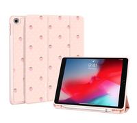 Fycyko Compatible with iPad 10.2 Inch Case, iPad 9th/8th/7th Generation 2021/2020/2019 Cute Sweet Pink Strawberry Pattern Aesthetic Shockproof Flexible TPU Protective Cover with Pencil Holder