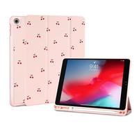 Fycyko Compatible with iPad 10.2 Inch Case, iPad 9th/8th/7th Generation 2021/2020/2019 Pink Coquette Cherry Design with Pencil Holder Shockproof Flexible TPU Protective Cover for iPad 10.2 Inch