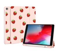 Fycyko Compatible with iPad 10.2 Inch Case, iPad 9th/8th/7th Generation 2021/2020/2019 Stylish Aesthetic Cute Pink Sweet Strawberry Pattern w/Pencil Holder Shockproof Flexible TPU Protective Cover