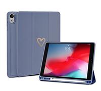 Fycyko Compatible with iPad Air 11-inch M3 2025/M2 2024/10.9" Air 5th 4th Generation 2022 2020 with Pencil Holder, Women Girls Heart Pattern Protective Case for iPad 10.9 Inch,Purple