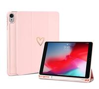 Fycyko Compatible with iPad Air 11-inch M4 2026/M3 2025/M2 2024/10.9" Air 5th 4th Generation 2022 2020 with Pencil Holder, Women Girls Heart Pattern Protective Case for iPad 10.9 Inch,Pink