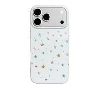 Fycyko Compatible with iPhone 17 Pro Max Case with Trendy Cute Cute Colorful Stars Pattern for Women Girls Aesthetic Fawn Spots Design Soft Flexible Slim TPU Protective Cover-White