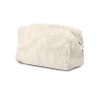 Fycyko Compatible with Makeup Bag Warm Solid Color Fur Toiletry Bag Lady Travel Makeup Pouch Organiser Mini Cosmetic Bag for Women Girls-White