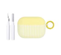 Fycyko for AirPod Pro 3 Generation Case Cute Striped Trendy Aesthetic Glossy Shockproof Protective Case for AirPod Pro 3 with Cleaner Kit-Yellow