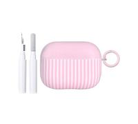 Fycyko for AirPod Pro 3 Generation Case Cute Striped Trendy Aesthetic Glossy Shockproof Protective Case for AirPod Pro 3 with Cleaner Kit-Pink