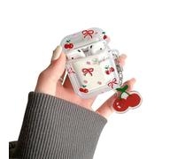 Fycyko for AirPods 2 Case Cute Bowknot Cherry Lovely Transparent Clear Cover Soft Protective Skin Shockproof Protector for AirPod 2nd/1st Generation+Cherry Keychain