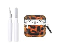 Fycyko for AirPods Pro 2/Pro 1 Case with Cleaner Kit Leopard Tortoise Shell Patrren Cute Lovely Soft Protective Cover Shockproof Protector for AirPods-Brown