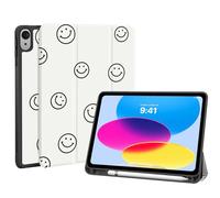 Fycyko for iPad (A16) 11th Generation 11 Inch 2025/iPad 10th Generation 10.9 Inch 2022 Case,Aesthetic Cute Smile Design with Pencil Holder Shockproof Flexible TPU Protective Cover,White