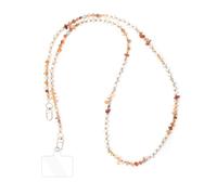 Fycyko Phone Lanyard, Crossbody Natural Stone Beads Charm Chain Phone Strap with Tether Tab Universal Anti-Theft Beaded Cellphone String Strap for Girls Women,Amber
