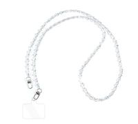 Fycyko Phone Lanyard, Crossbody Sparkling Crystal Beads Charm Chain Phone Strap with Tether Tab Universal Anti-Theft Sweet Bling Beaded Cellphone String Strap for Girls Women,White