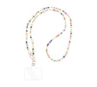 Fycyko Phone Lanyard, Sparkling Crystal Beaded Chain Phone Strap with Tether Tabs Universal Anti-Lost Natural Stone Beaded Cellphone String Strap for Girls Women,Colourful