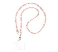 Fycyko Phone Lanyard, Sparkling Crystal Beaded Chain Phone Strap with Tether Tabs Universal Anti-Lost Natural Stone Beaded Cellphone String Strap for Girls Women,Pink