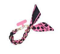 Fycyko Phone Wrist Strap with Gold Metal Scarf and Universal Tether Tab, Aesthetic Print Design Ribbon Chain, Multi-Purpose Accessories for Bag Key Cellphone for Men Women Girls-Hot Pink Leopard