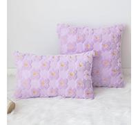 Fycyko Set of 2 Decorative Throw Pillow Covers 30x50 cm Daisy Sun Flower Jacquard Pillowcase 45x45 cm Soft Square Lumbar Cushion Cover for Home Decor Sofa Bedroom Car Couch 12x20 Inch - Purple