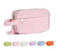 Fycyko Toiletry Bag for Women and Men Portable Travel Corduroy Toiletries Accessories Cosmetic Organizer Wash Pouch Gym Shaving Shower Bathroom Dopp Kit Make Up Bags with Handle - Pink