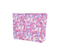 Fycyko Travel Toiletry Bag Makeup Bag Corduroy Flower Cosmetic Bags for Women Portable Skin Care Bag Wash Bag Organizer Storage Bag Birthday Gifts Bride Bridesmaid Gift - Red
