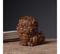 FYDCYHM Carved Wooden Lions Statue Handmade Wood Sculpture Decor Vintage Decoration Ornament For Living Room Bedroom Office Home Feng Shui Gifts Sculptural, 2