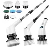 FYDEE Electric Spin Scrubber, Bathroom Cleaner Brush with 7 Replaceable Brush Heads, IPX7 Waterproof Shower Power Scrubber, Electric Cleaning Brush for Tile, Floor, and Bathroom
