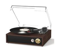 FYDEE Record Player - Dual Way Bluetooth | 3 LP Sizes | Built-in Stereo Speakers | 33/45/78 RPM Turntable | USB Output and MP3 Recording | RCA Output