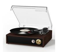 FYDEE Record Player, Two-Way Bluetooth & USB MP3 Recording, Rosewood