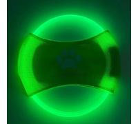 FYDTOP 2pcs-Dog Training LED Luminous Frisbee, TPU Non toxic Soft Rubber Teeth Grinding and Biting Resistant, Rechargeable Luminous Pet Puzzle Outdoor Throwing Toy, Suitable for All Dogs (Green)