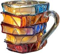 FYDTOP 3D Painted Book Mug for Hot or Cold Brews, Unique Design Library Coffee Mug, Book Club Gifts for Women, Reading Bookish Items Bookworm Librarian Lovers for Readers Writer (Painting A)