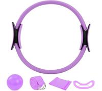 FYDTOP 5-Piece Pilates Ring Set with Yoga Ball & Resistance Bands Premium Home Gym Equipment for Full-Body Toning Stretching & Strength Training (Purple)