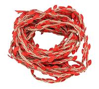 Fydun 10 Meters Fake Green Leaves Lvy Natural Jute Twine Artificial Leaf Ribbon Braided Garland Weaving Hemp Rope Bouquet Scrapbooking Accessories(Red)