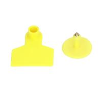 Fydun 100 Sets Yellow Livestock Ear Tags for Cattle, Sheep, and Pigs - Identification Tags with Easy to Use Fasteners for Farm Management