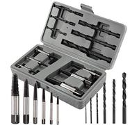 Fydun 12Pcs Heavy Duty Screw Extractor Set with Drill Bits for Removing Broken, Rusted, and Stuck Fasteners on Wood and Metal Surfaces