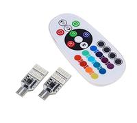 Fydun 2-Pack Multi-Color RGB LED Car Interior Light Bulbs T10 168 194 2825 W5W with 16 Colors & Remote Control, Map & Dome Replacement Bulbs for Car, Truck, Motorcycle, Scooter, RV, Boat Super Bright