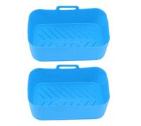 Fydun 2-Pack Nonstick Silicone Fryer Basket High-Temperature Resistant Fryer Liner with Brush for Ninja DZ201 Foodi 8QT (Blue)