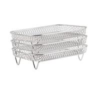 Fydun 3-Piece Air Fryer Rack Set Compatible for Ninja DZ201 Foodi Stackable Stainless Steel Dehydrator Racks and Air Fryer Stand for Enhanced Cooking Versatility