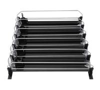 Fydun 5-Piece Automatic Drink Organizer for Fridge - SelF Pushing Soda Can Dispenser for Beer, Pop Cans, and Water Bottles - Easy Loading & Adjustable Dividers (Black)