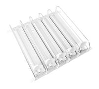 Fydun 5-Piece Automatic Drink Organizer for Fridge - SelF Pushing Soda Can Dispenser for Beer, Pop Cans, and Water Bottles - Easy Loading & Adjustable Dividers (White)