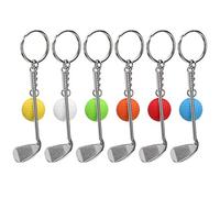 Fydun 6pcs Mini Golf Ball Keychain Handbag Split Key Ring Sports Birthday Gift Golf Club Ball Keychain Backpack Charm Sports Lover Decoration