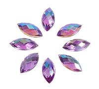 Fydun 7 * 15mm Crystal Rhinestones, 500pcs x Acrylic Flat Back Horse Eye Shape Decor For Clothes Phone Necklace Wedding Dress Decor(Purple)