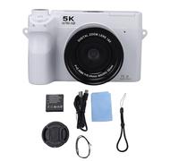 Fydun Digital Camera 5K 75MP 18x Zoom Camera with Dual Lens Flash Fill Light Microphone for Selfie Home Photography (White)