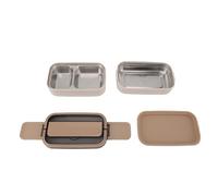 Fydun Double Layer Less Steel Box - Wave Safe, Leakproof, Portable, Divided Design for, Office, Picnic | 1400ml Acity (Milk Apricot)
