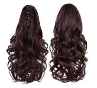 Fydun Fydun Ponytail Extension Claw Clamp/Holder Synthetic Hairpiece - MiD Length Curly Wavy Wig for Women & Girls - Look in 5 Colors (Dark Brown)