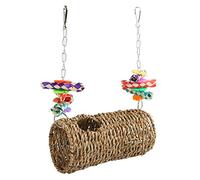 Fydun Grass Tunnel Chewing Relaxing Swing Bird Woven House Ornaments with Hole for Cockatiel Budgie Hamster for Families