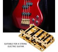 Fydun Metal 4 String Bass Bridge for Electric Bass Guitar Available in Silver, Black, and Gold (Gold)