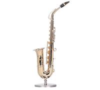 Fydun Miniature Copper Saxophone Model with Stand Mini Musical Instrument Ornaments Gifts for Families