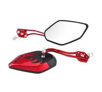 Fydun Motorcycle Rear Mirror, 2Pcs Motorcycle Rearview Mirrors With 8mm 10mm Screws Universal Aluminum Cafe Racer Flame Pattern Side Rear View Mirrors(Red)