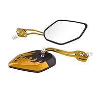 Fydun Motorcycle Rear Mirror, 2Pcs Motorcycle Rearview Mirrors With 8mm 10mm Screws Universal Aluminum Cafe Racer Flame Pattern Side Rear View Mirrors(Yellow)
