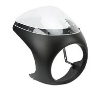 Fydun Motorcycle Windscreen Windshield Headlight Fairing, 7 Inch Universal Round Headlights Motorbike Headlight Fairing Cover (Matte Black and Transparent)