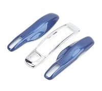 Fydun Remote Key Case, Car Remote Key Fob Case Trim Protective Cover Replacement Fit for Porsche 911/ for Panamera/for Macan/for Boxster(Sapphire blue + silver shell)