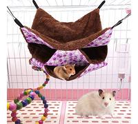 Fydun Three Layer Small Pet Warm Hammock Hanging Bed Slee Bag for Hamster Sugar Gilder SquirrelsPink (Purple)