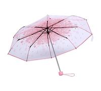 Fydun Transparent Folding Umbrella, Transparent Umbrella With Cherry Blossoms, Portable 1Pc Fashionable Princess Umbrella Cherry Blossom(Pink)